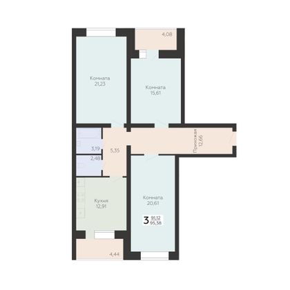 Продажа 3-комнатной квартиры 95,4 м², 1/17 этаж