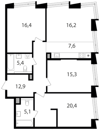 Продажа 3-комнатной квартиры 99,3 м², 24/25 этаж