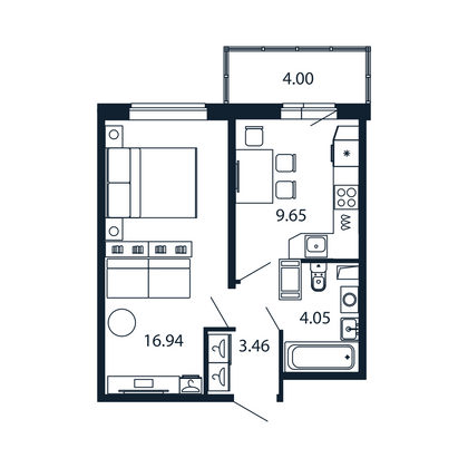 Продажа 1-комнатной квартиры 35,3 м², 10/12 этаж