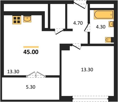 Продажа 1-комнатной квартиры 45 м², 21/31 этаж
