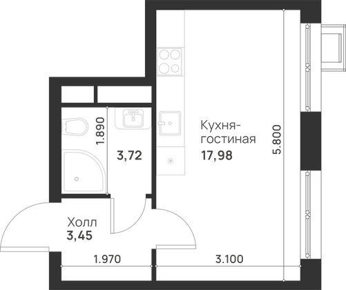 Продажа квартиры-студии 25,1 м², 24/29 этаж