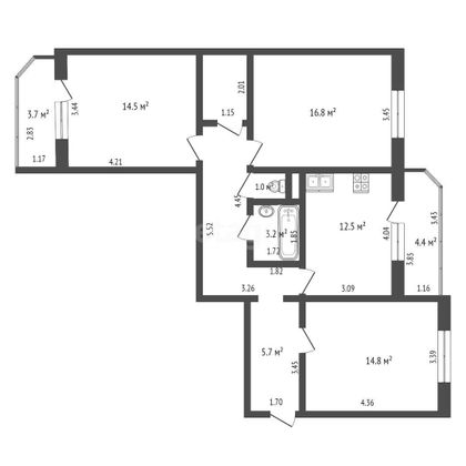 Продажа 3-комнатной квартиры 89,4 м², 2/6 этаж