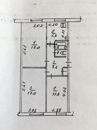 Продажа 3-комнатной квартиры 61,7 м², 1/5 этаж