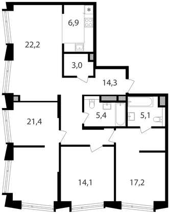 Продажа 3-комнатной квартиры 109,6 м², 21/25 этаж