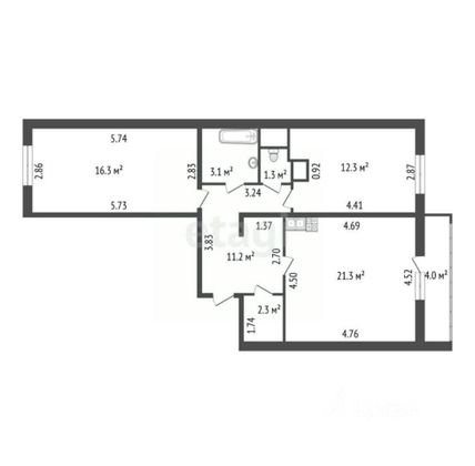 Продажа 2-комнатной квартиры 67,8 м², 11/20 этаж