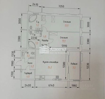 Продажа 3-комнатной квартиры 120 м², 3/9 этаж