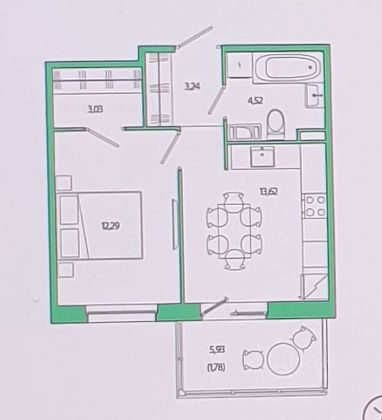 Продажа 1-комнатной квартиры 36,1 м², 4/5 этаж