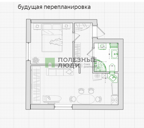 Продажа 2-комнатной квартиры 30 м², 1/5 этаж