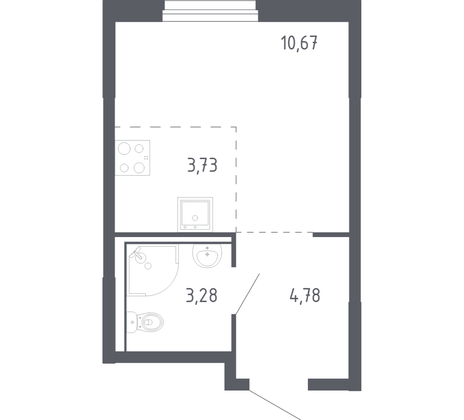 22,1 м², студия, 15/17 этаж