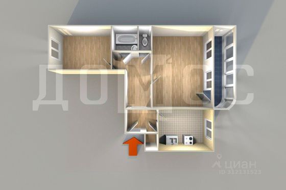 Продажа 2-комнатной квартиры 62,3 м², 3/12 этаж