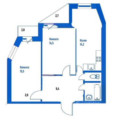 Продажа 2-комнатной квартиры 58,8 м², 20/23 этаж