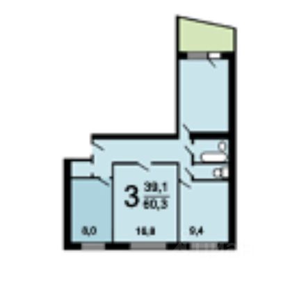 Продажа 3-комнатной квартиры 60,3 м², 7/9 этаж