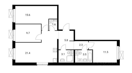 Продажа 3-комнатной квартиры 74,5 м², 13/25 этаж