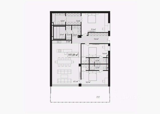 Продажа 4-комнатной квартиры 192 м², 2/5 этаж