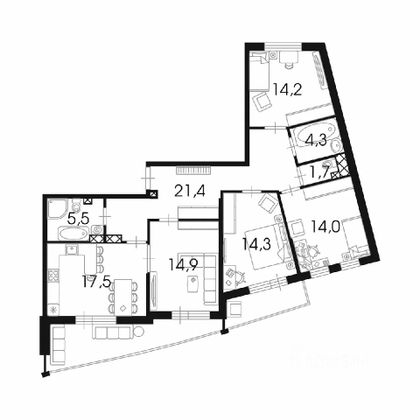Продажа 4-комнатной квартиры 107,8 м², 19/24 этаж