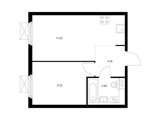 Продажа 1-комнатной квартиры 36,5 м², 31/33 этаж