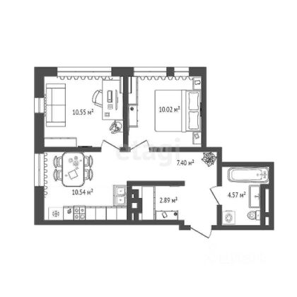 Продажа 2-комнатной квартиры 46 м², 25/25 этаж