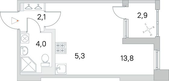 Продажа квартиры-студии 26,6 м², 1/5 этаж