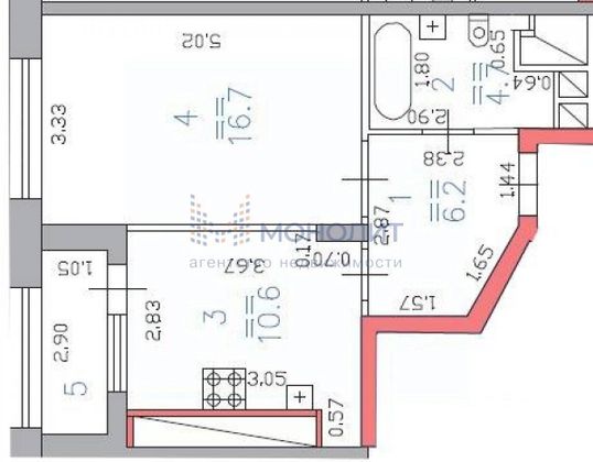 Продажа 1-комнатной квартиры 41,8 м², 11/21 этаж