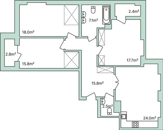103,5 м², 3-комн. квартира, 3/5 этаж