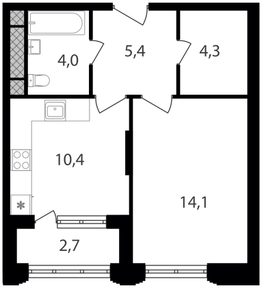 Продажа 1-комнатной квартиры 40,9 м², 4/30 этаж