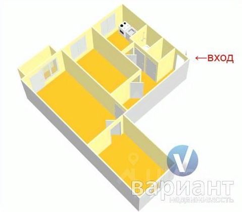 Продажа 3-комнатной квартиры 59 м², 1/5 этаж