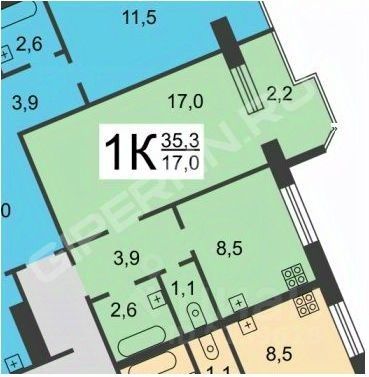 Продажа 1-комнатной квартиры 33,5 м², 5/6 этаж