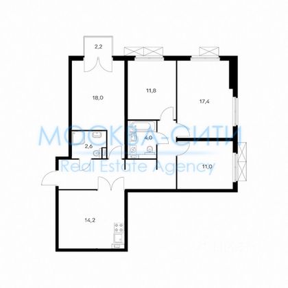 Продажа 3-комнатной квартиры 97,7 м², 14/20 этаж
