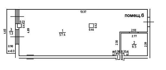 68,2 м², 1-комн. квартира, 2/4 этаж