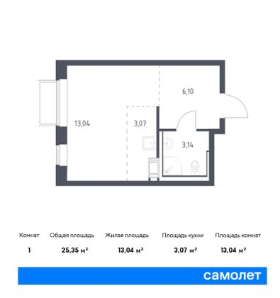 25,4 м², студия, 17/17 этаж