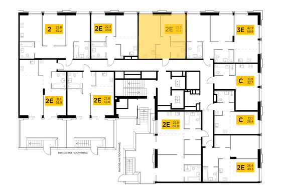 Продажа 2-комнатной квартиры 41,4 м², 2/12 этаж
