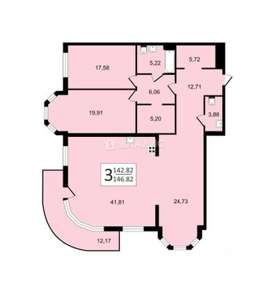 Продажа 3-комнатной квартиры 144,6 м², 4/9 этаж