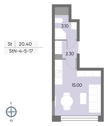 Продажа квартиры-студии 20,4 м², 10/30 этаж