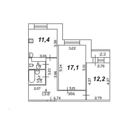 Продажа 2-комнатной квартиры 60,4 м², 8/14 этаж