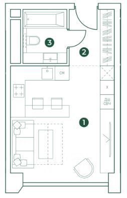 Продажа квартиры-студии 29,7 м², 15/31 этаж