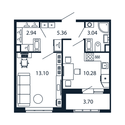 Продажа 1-комнатной квартиры 34 м², 13/13 этаж