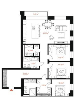 Продажа 4-комнатной квартиры 150 м², 8/9 этаж