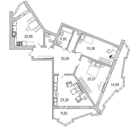 Продажа 3-комнатной квартиры 126,3 м², 6/23 этаж