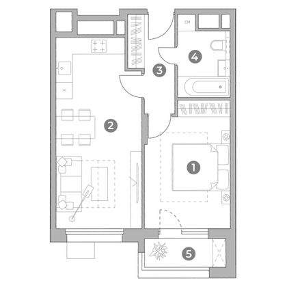 Продажа 2-комнатной квартиры 45,9 м², 5/22 этаж
