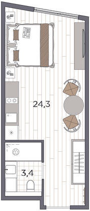 Продажа квартиры-студии 27,7 м², 9/10 этаж
