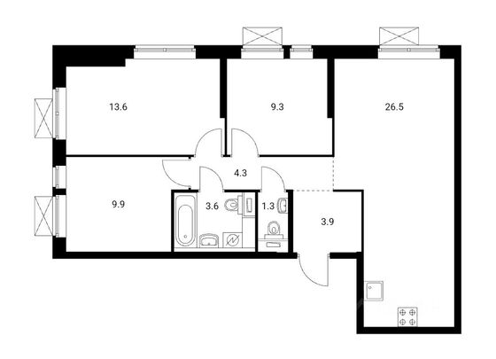 Продажа 4-комнатной квартиры 72,4 м², 32/33 этаж