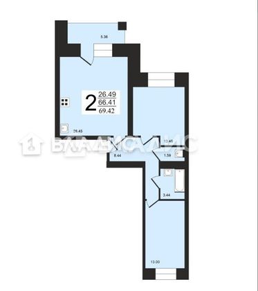 Продажа 2-комнатной квартиры 70 м², 9/14 этаж