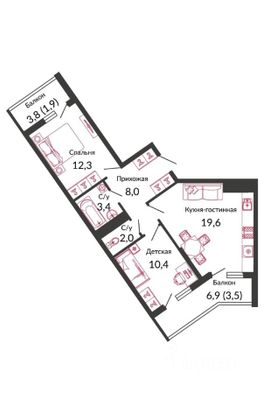 Продажа 2-комнатной квартиры 66,6 м², 1/24 этаж