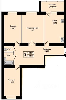 Продажа 3-комнатной квартиры 101,2 м², 2/16 этаж