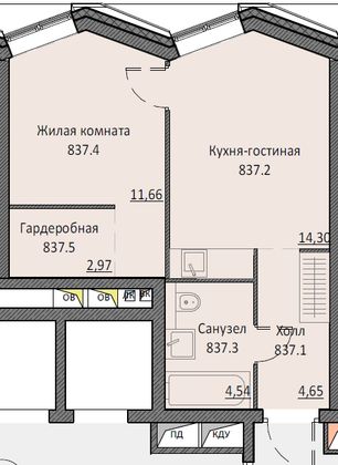 Продажа 1-комнатной квартиры 38,3 м², 4/16 этаж