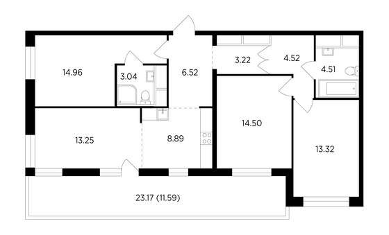 Продажа 4-комнатной квартиры 98,3 м², 24/25 этаж