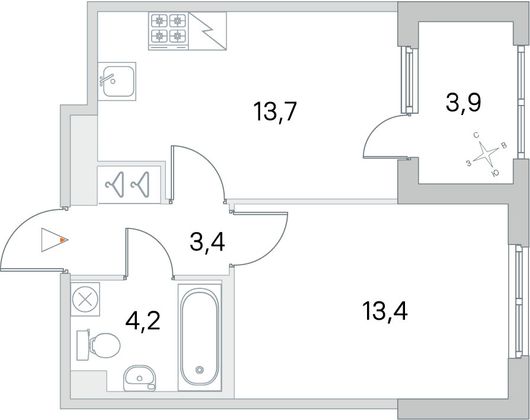 Продажа 1-комнатной квартиры 36,7 м², 2/5 этаж