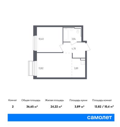 36,7 м², 1-комн. квартира, 7/7 этаж