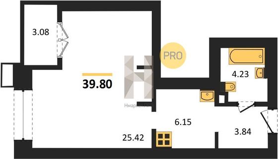Продажа квартиры-студии 39,8 м², 2/4 этаж
