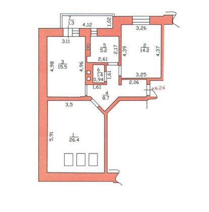 Продажа многокомнатной квартиры 105,7 м², 6/7 этаж